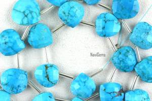 Natural Sky Blue <b>Turquoise</b> Gemstone Faceted Heart Shape Briolette <b>Beads</b> Top Quality Making Handmade Jewelry - Product Image 2