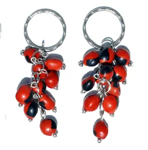 Huayruro Keychains लाल बीज मोती प्राकृतिक उष्णकटिबंधीय सामान आदिवासी इंका भारतीय Ormosia coccinea Keyrings के कैण्टन शिल्प