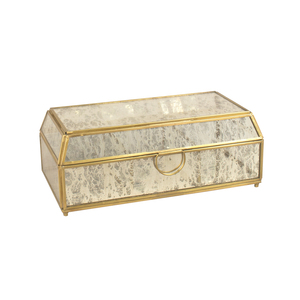 Caja de exhibición de vidrio antiguo, tintado en oro - Product Image 1