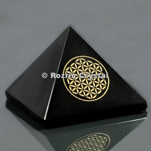 Rozrin Crystal Black Onyx Pyramid Inlay Handmade Home Decoration Reiki Set Crystal Stones <b>Bracelet</b> Gift Set - Product Image 1