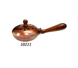 Designer Brass Incense Burner with Wooden Handle - Product Image 1