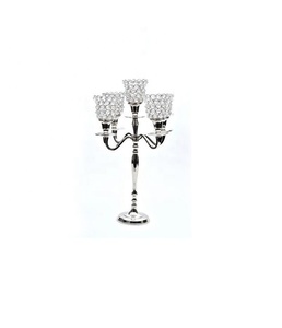 Vente en gros de fleurs de qualité supérieure romantique Grande boule de cristal Candélabres de mariage et grands bougeoirs pour fabricant de mariages - Product Image 1