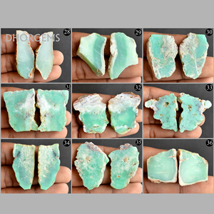 Rare Natural Green Australian Chrysoprase Rough Slice Loose Cabochon Gemstone Earring Pair Freeform Matched <b>Stone</b> <b>Bead</b> - Product Image 4
