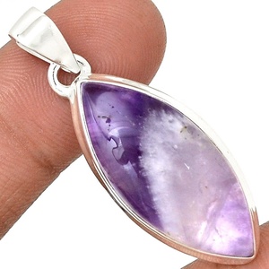Nueva joyería hecha a mano de Plata de Ley 925 con forma de marquesa, colgante de piedras preciosas de amatista Natural, joyería para proveedor mayorista ODM OEM - Product Image 1