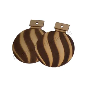 Premium MDF tallado árbol de Navidad decoración conjunto de 2 adornos artísticos diseño personalizado para Navidad Año Nuevo vacaciones pantalla - Product Image 1