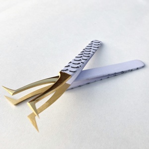 Pince à épiler professionnelle d'extension de cils en acier inoxydable japonais méga Volume or pointu papier durable enduit pour naturel - Product Image 6