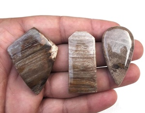Qualité géniale, 3 pièces, plusieurs formes, jaspe en bois naturel lisse, Cabochons en vrac, fabrication de bijoux, perles - Product Image 4