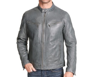 <b>Vintage</b> Biker Style Motorcycle <b>Jacket</b> Comfortable Classic Real Leather Fashion Outerwear with Mock Collar Durable Stylish - Product Image 3