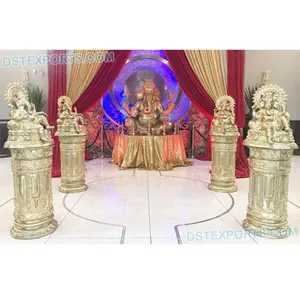 Mariage Aisleway Dev Piliers Avec Ganesh Mariage Ganesha Entrée Thème Décoration Mariage Banquet Ganesha D'entrée