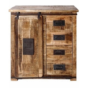 ประตูบานเลื่อนตู้ไม้มะม่วงอุตสาหกรรม | ลิ้นชักไม้เนื้อแข็งสไตล์ยุโรปโบราณที่ทันสมัย | เฟอร์นิเจอร์ห้องนั่งเล่น - Product Image 1