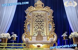 Musulmán Walima Golden Stage Setup Trendy Tradicional Look Wedding Stage Classy Wedding Conventional Stage Set Australia - Product Image 6