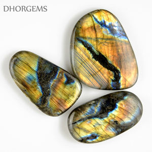 Pierres précieuses labradorite naturelles, vente en gros, pierres précieuses, Orange et or, labradorite, différentes flammes, vente en gros - Product Image 3