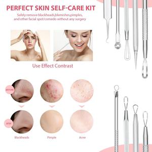 Set de 6 Herramientas para Tratamiento Facial, Extractor de Acné y Espinillas de Acero Inoxidable, Incluye Bolsa de Cuero, Venta al Por Mayor, ODM, OEM - Product Image 4