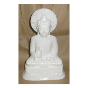 Estatua de Buda de mármol blanco - Product Image 1