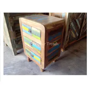 خزانة صناعية هندية مصنوعة يدويًا من الخشب المعاد تهيئتها لتخزين درج غرفة المعيشة للبيع