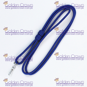 High Quality Uniform Corded Whistle Royal Blue Polyester Lanyard with Chrome <b>Hook</b> Wholesale Silk Screen Printing - Product Image 2