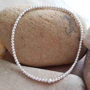 High Quality Sterling Silver Anklet, Stretch Silver <b>Beaded</b> Ankle <b>Bracelet</b> - Product Image 1