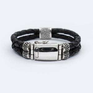 Bali Jewely 925 Sterling Silver Leather <b>Bracelet</b> for Men - Product Image 1