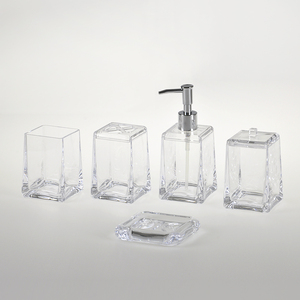 Support en coton en plastique de forme pyramidale carrée transparente pour la salle de bain Design moderne - Product Image 2