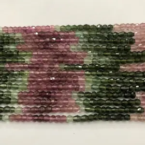 Perles de tourmaline multi-couleur naturelle de 4 mm facettées Dholki, pierres précieuses provenant de fabricants et de fournisseurs à prix de gros d'usine, acheter - Product Image 1