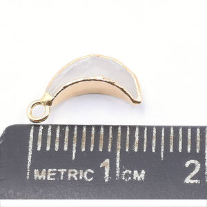 Rainbow Moonstone 12 To 14 MM With Bail Moon Shape Gold Plated Pendant For <b>Jewellery</b> Making - Product Image 2