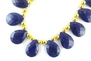 Merveilleuse Collection 1 brin en forme de poire à facettes naturelles Lapis Lazuli pierres précieuses Briolette perles faisant des bijoux faits à la main - Product Image 3