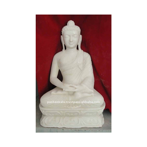 Estatua de Buda de Mármol Blanco, Producto Hecho a Mano en India, Decoración Estándar para el Hogar, Accesorios de Meditación, Budismo, Culto en el Templo - Product Image 1