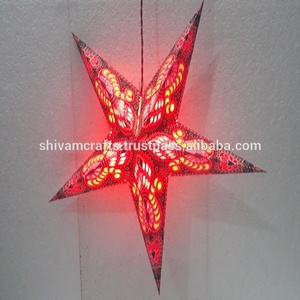 Mix Colours Ganesh <b>Prints</b> 5 Point Decorative <b>Paper</b> Star Lamps/Lanterns for Christmas Wholesale From India - Product Image 3