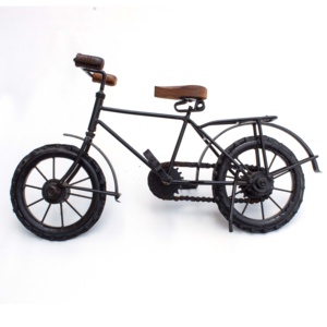 Black Table Decor Sehlf Handmade Iron Metal Craft Mini Decorative Bicycle Cycle <b>Scooter</b> Model Wooden <b>Seat</b> - Product Image 4