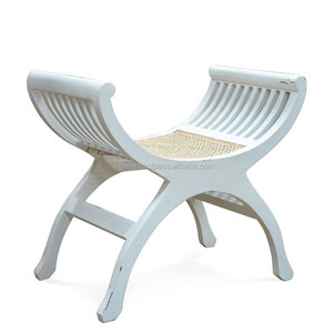 Otomana de Madera de Teca Maciza y Ratán de Diseño Antiguo Kartini para Muebles de Sala de Estar - Product Image 3