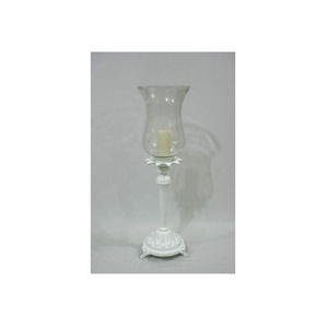 Fancy Vantage Moderno Aluminio Blanco Revestimiento en polvo Fancy Glass Hurricane Estilo indio clásico Portavelas - Product Image 2