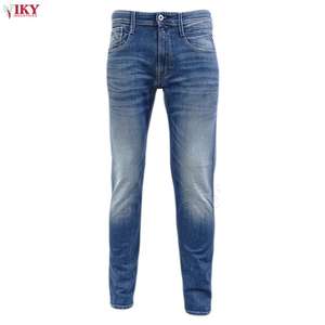 กางเกงยีนส์ทรงสลิมฟิตของผู้ชายแผ่นผ้าเดนิมปักลายสีกลางตรงตราโลโก้ตามสั่ง - Product Image 6