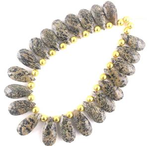 Faceted Pear Shape Natural Dalmation Jasper Gemstone Briolette <b>Beads</b> <b>for</b> <b>Jewelry</b> <b>Making</b> Healing <b>Crystal</b> - Product Image 1
