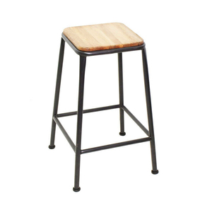 Prix d'usine, tabouret en fer et bois industriel, tabouret de bar moderne rustique avec siège en bois massif pour cuisine, café, restaurant, maison, hôtel - Product Image 5