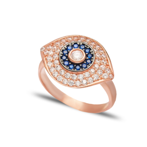 Anillo de Diseño de Ojo de Nueva Tendencia, Piedra de Circonio, Joyería Turca Hecha a Mano al por Mayor, Plata de Ley 925 - Product Image 1