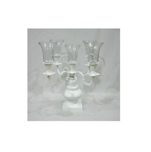 Fancy Vantage Moderno Aluminio Blanco Revestimiento en polvo Fancy Glass Hurricane Estilo indio clásico Portavelas - Product Image 3
