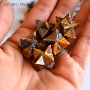 หินคริสตัลกึ่งมีค่าสำหรับแกะสลักรูปดาว Merkaba ดวงตาเสือสีเหลืองธรรมชาติสำหรับการรักษาเรกิดินรูปปั้นเมอร์คาบาขนาดเล็ก - Product Image 5