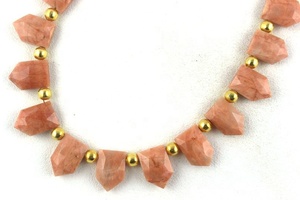 Cuentas facetadas de jaspe de Coral de manzana Natural, joyería de piedras preciosas de Briolette, venta al por mayor, indio - Product Image 4