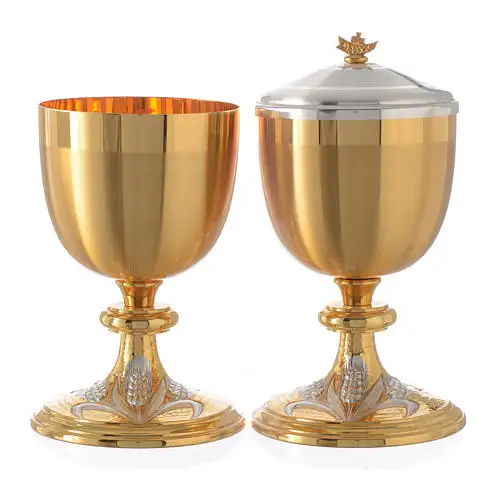 זהב טהור פליז מתכת גביע עם Paten & Ciborium/הכנסייה מוצר ספקי