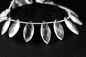 Top qualité beau brin naturel clair Quartz pierre précieuse à facettes Marquise forme Briolette perles faisant des bijoux - Product Image 2