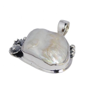 Colgante de piedras preciosas de perla genuina hecha a mano, Collar personalizado de Plata de Ley 925 sólida, colgantes y dijes de joyería fina hechos a mano indios - Product Image 1