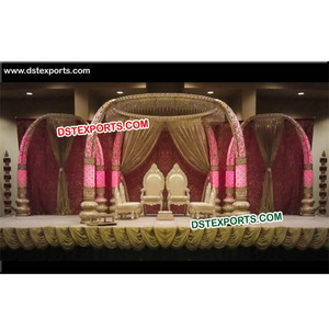 Mariage indien éléphant dents pilier Mandap éléphant tronc piliers mariage Mandap ensemble FRP nouveau Design mariage élégant Mandap USA - Product Image 1