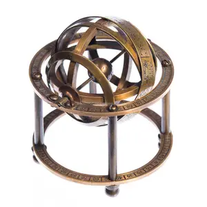 Brass Armillary Sphere With Stand Steampunk Pirate Or Vintage Decoration Antique Finishing Round Shape For Home Decoration