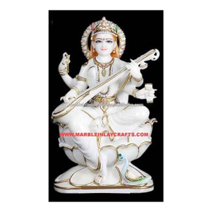 White Makrana Marble Saraswati Maa Statue - Product Image 1