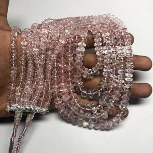 สายลูกปัดอัญมณีรูปทรงเหลี่ยมเพชรพลอย,เครื่องประดับหรูขนาด4มม. 6มม. 8มม. สีชมพูธรรมชาติเกรด AAA แท้ - Product Image 1