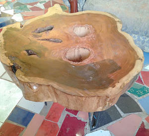 Table ronde en acajou récupéré de style traditionnel pour salon salle à manger meubles en bois faits à la main - Product Image 4