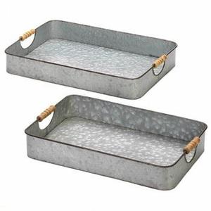 Juego de 2 bandejas ecológicas de metal vintage, bandeja decorativa clásica para el hogar con nuevo diseño - Product Image 5