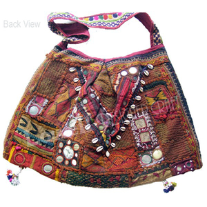 Banjara-Bolsos con borlas de cuero, borlas de gamuza, diseño étnico bohemio, vintage, bordado, de la India - Product Image 5