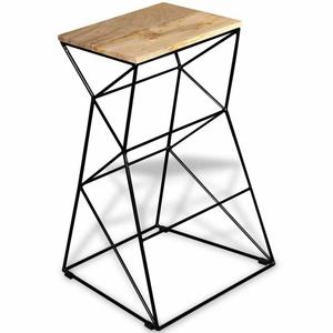 Tabouret industriel en fer et cuir de style indien - Product Image 5