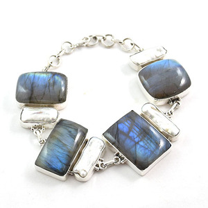 Bracelet en argent Sterling et Labradorite pour femme, pierre précieuse, bijoux au poignet - Product Image 5